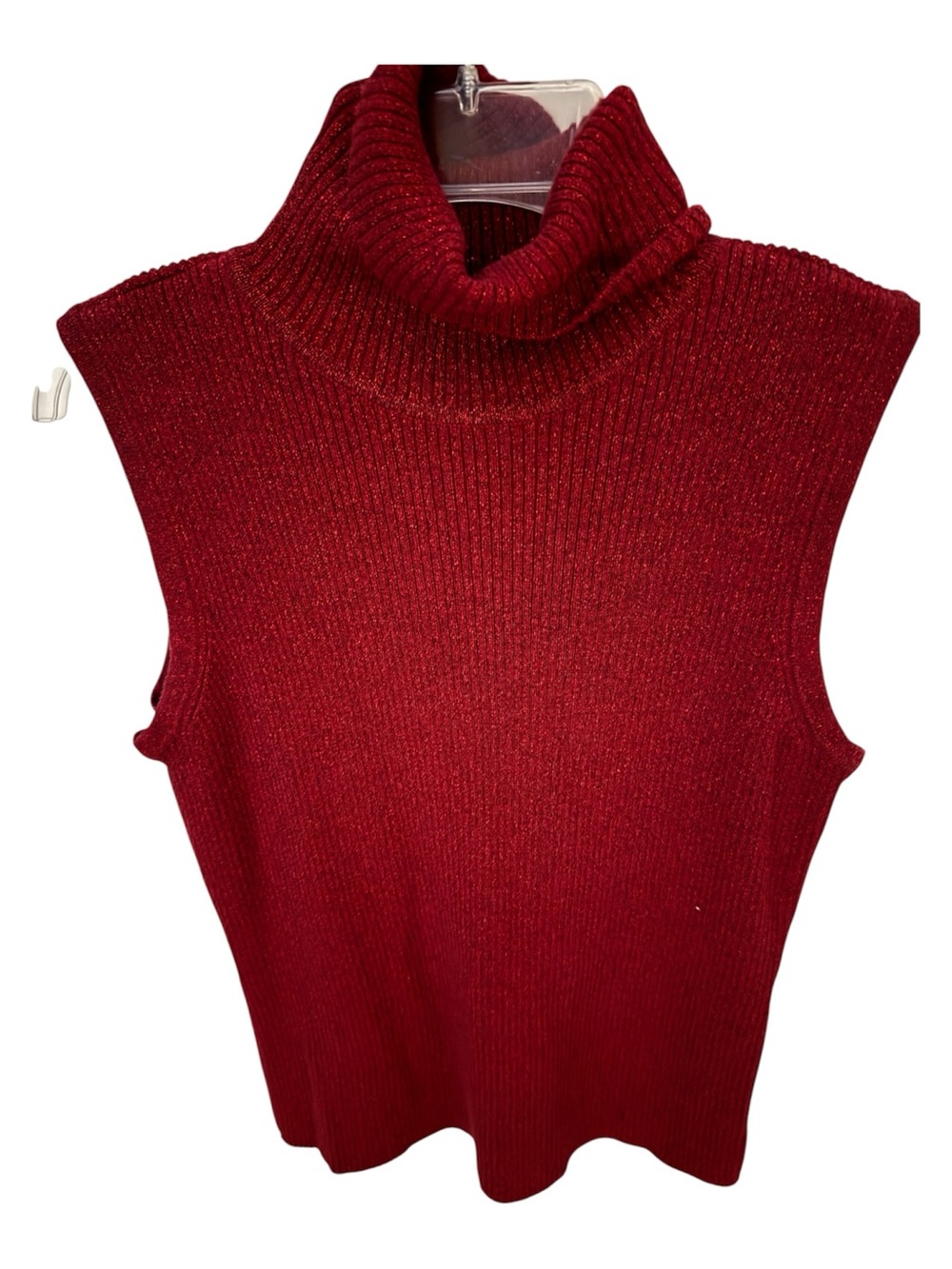 Sleeveless Turtleneck Sweater Vest - Red